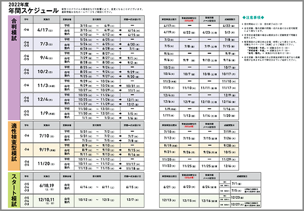 2023年度 年間申込みスケジュール