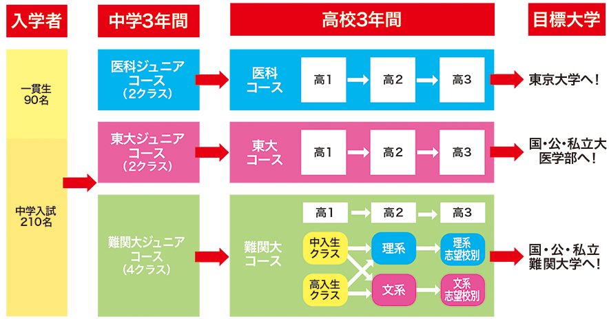 江戸川取手_３コース制の６年間の流れ