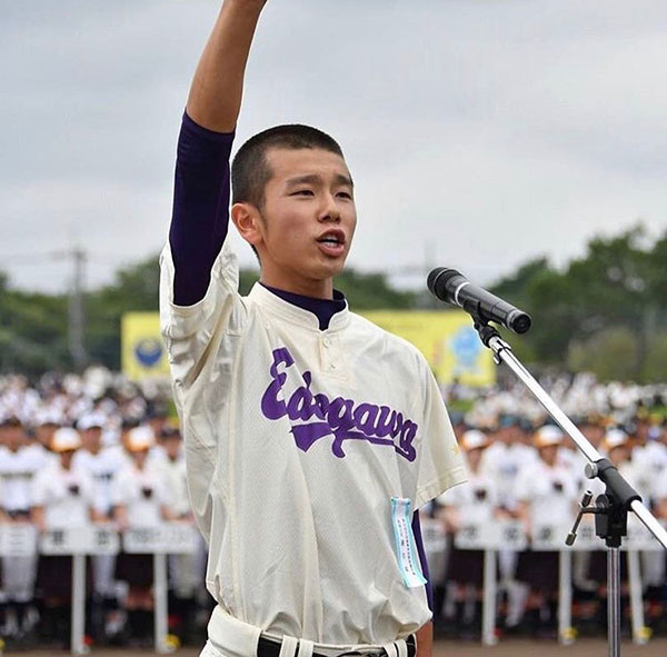 江戸川取手_選手宣誓をする野球部キャプテンの勇姿！