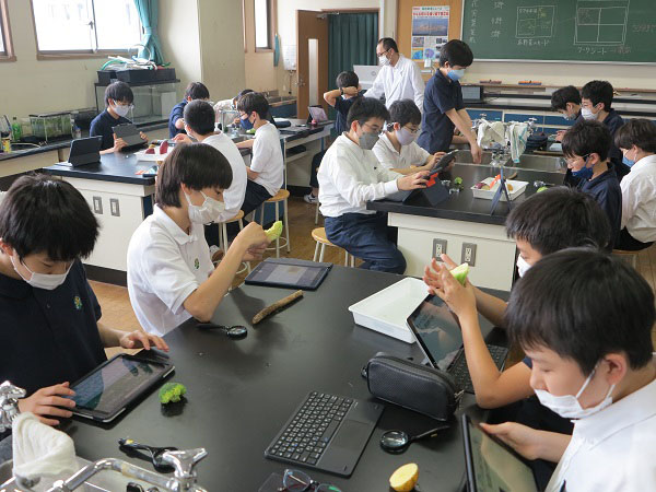 聖学院_iPadを活用して「理科探究」に取り組む生徒たち