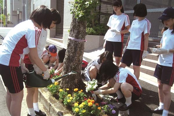 ボランティア活動にも積極的に参加!(写真は千代田区アダプトシステムでの草花の植付け)